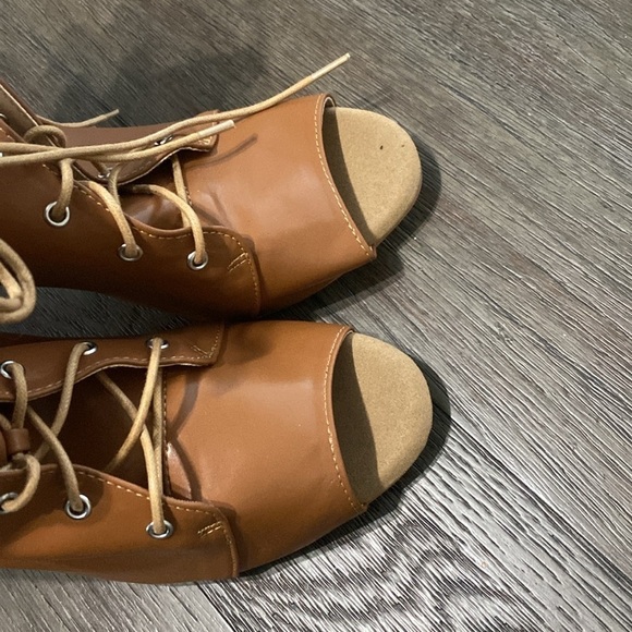 NWT BURJU Moment Nude Open Toe Lace Up Ankle Boots | Size 13 - Picture 5 of 10